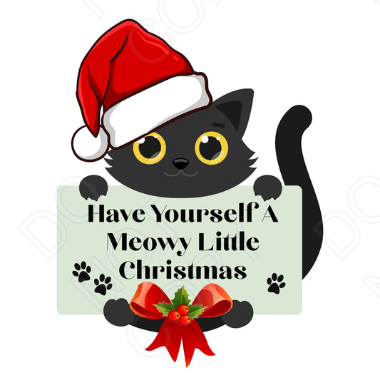 UV-DTF Transfer - Meowy Little Christmas (Black Cat)
