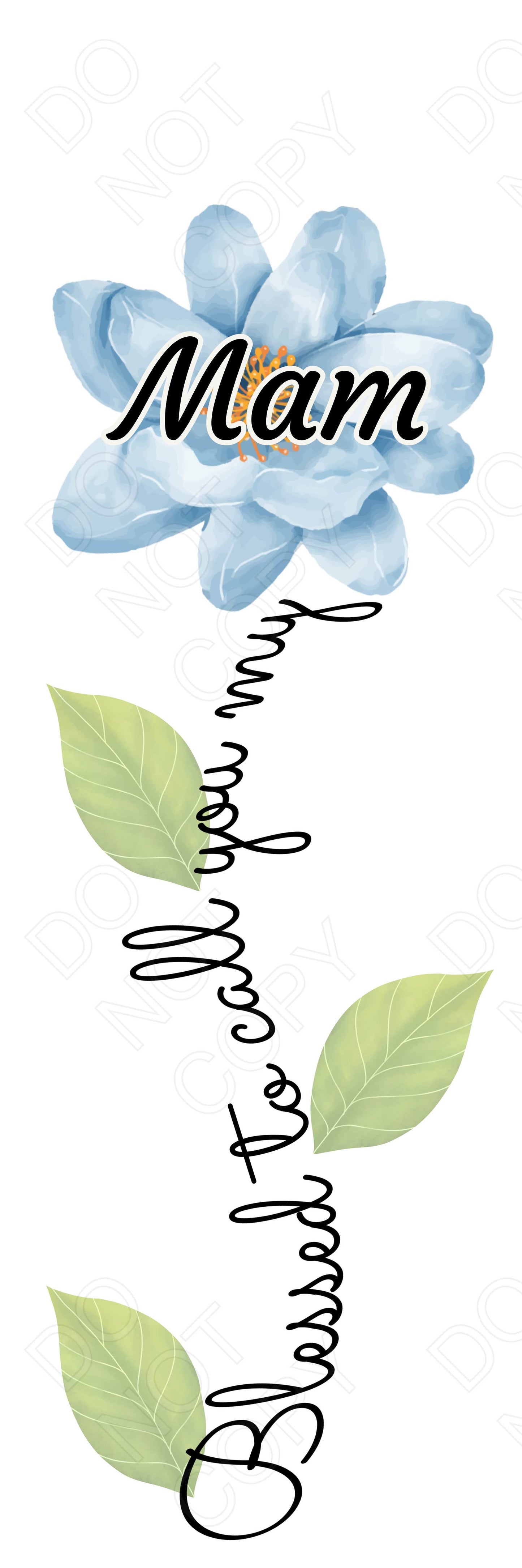 UVDTF Transfer - Blue Blessed Flower Designs (Large Range of Names Available)