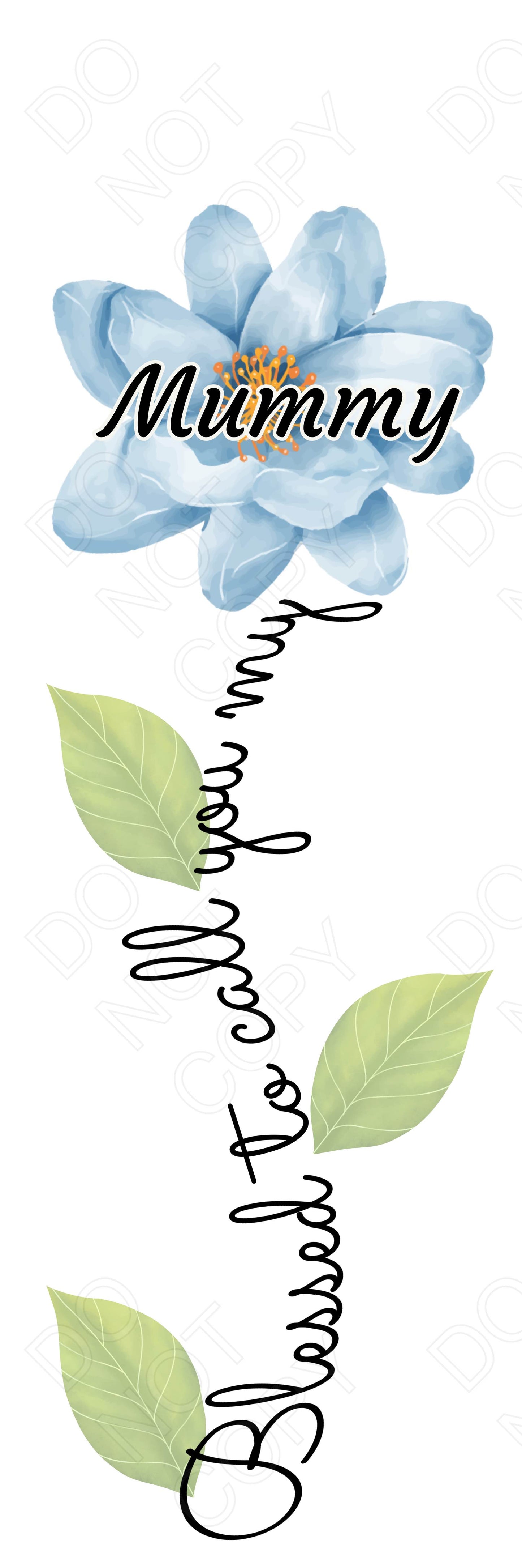 UVDTF Transfer - Blue Blessed Flower Designs (Large Range of Names Available)