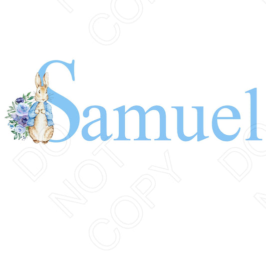 UVDTF Transfer - Vintage Easter Bunny Name (Blue Lettering) (Bespoke)