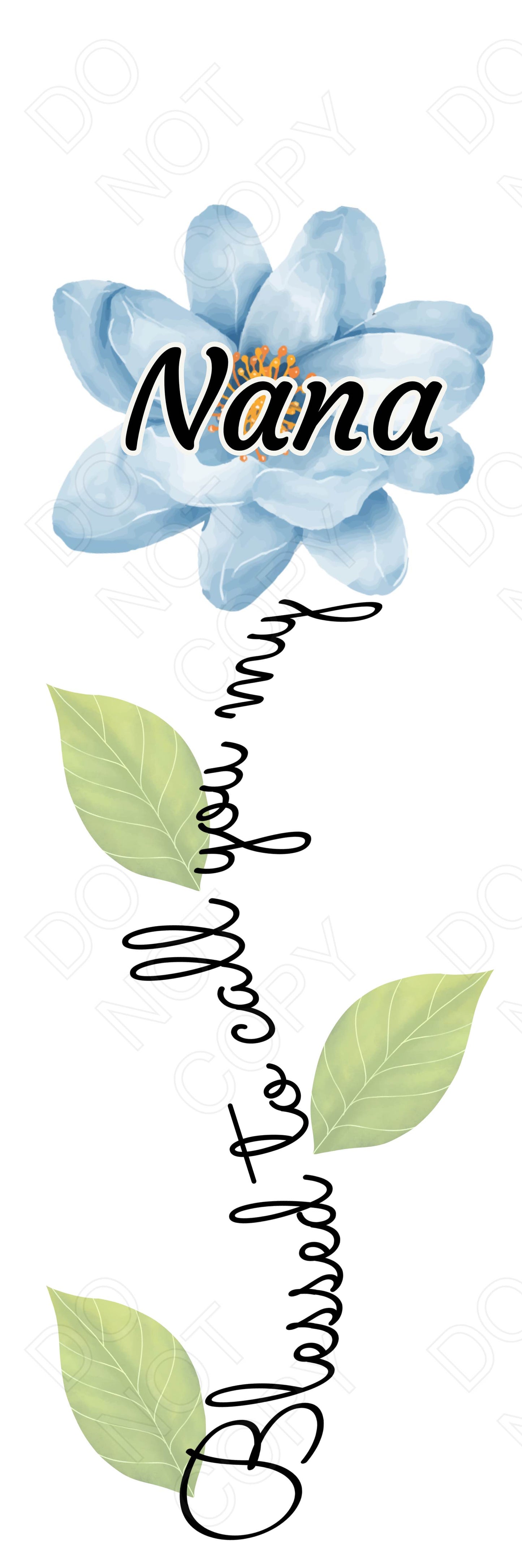 UVDTF Transfer - Blue Blessed Flower Designs (Large Range of Names Available)