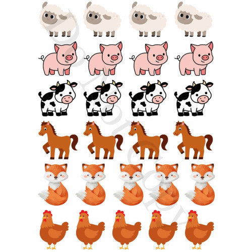 Style 33 - Mixed Farmyard Animals Sheet of Mix and Match UV-DTF Designs