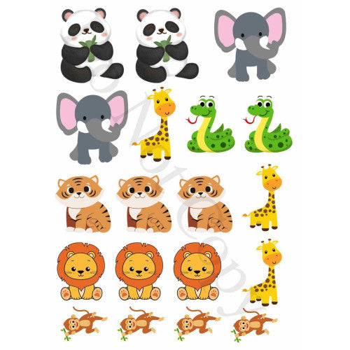 Style 34 - Mixed Safari Animals Sheet of Mix and Match UV-DTF Designs