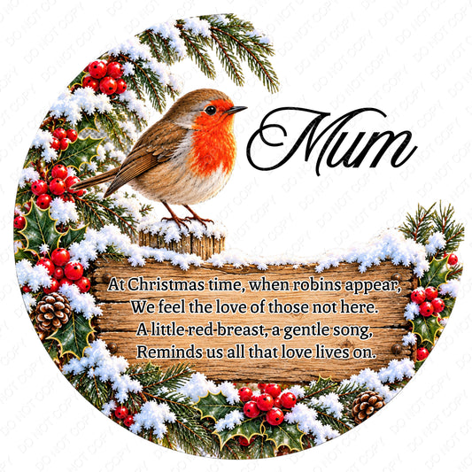 UV-DTF Transfer - Extra Large Bespoke Circular Robin Design for Woodform Crafts Tealight Holder