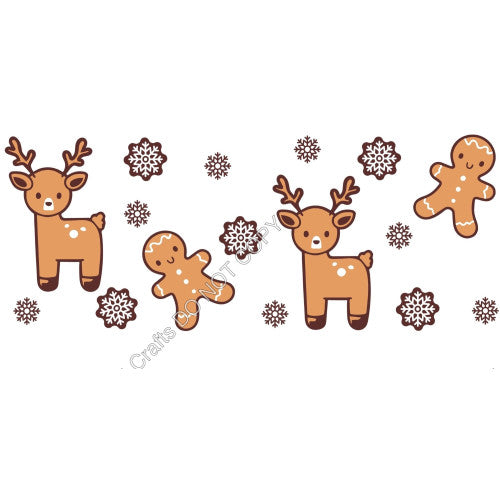 UV-DTF Transfer Suitable for 16oz Cold Cups - Gingerbread Men/Reindeer