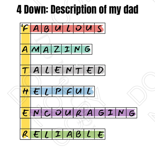 UV-DTF Transfer -  Fathers Day Crossword