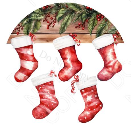 UV-DTF Transfer - Xmas Family Stocking Design (Five Stockings)(comes with name(s) of your choice)