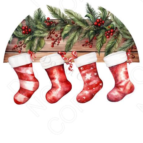 UV-DTF Transfer - Xmas Family Stocking Design (Four Stockings)(comes with name(s) of your choice)