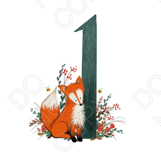 UV-DTF Transfer - Fox Numbers for Cake Toppers or Gift Boxes.