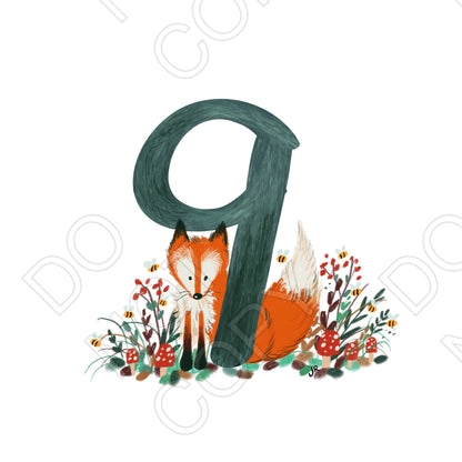 UV-DTF Transfer - Fox Numbers for Cake Toppers or Gift Boxes.
