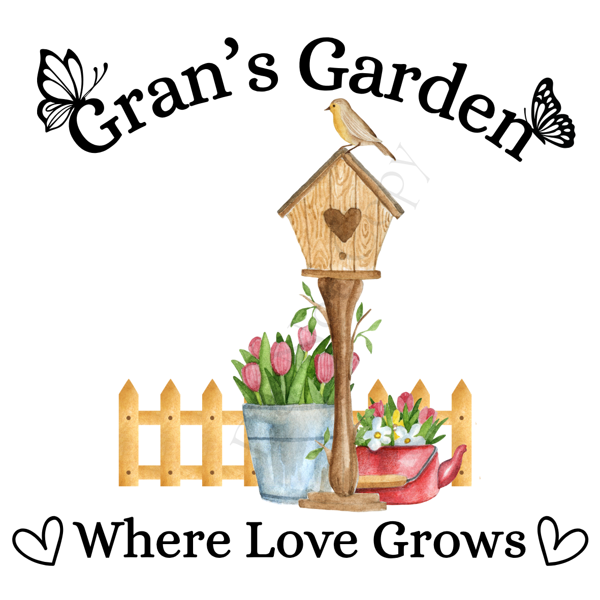 UVDTF Transfer - Beautiful Family Garden Design (Bird Table)