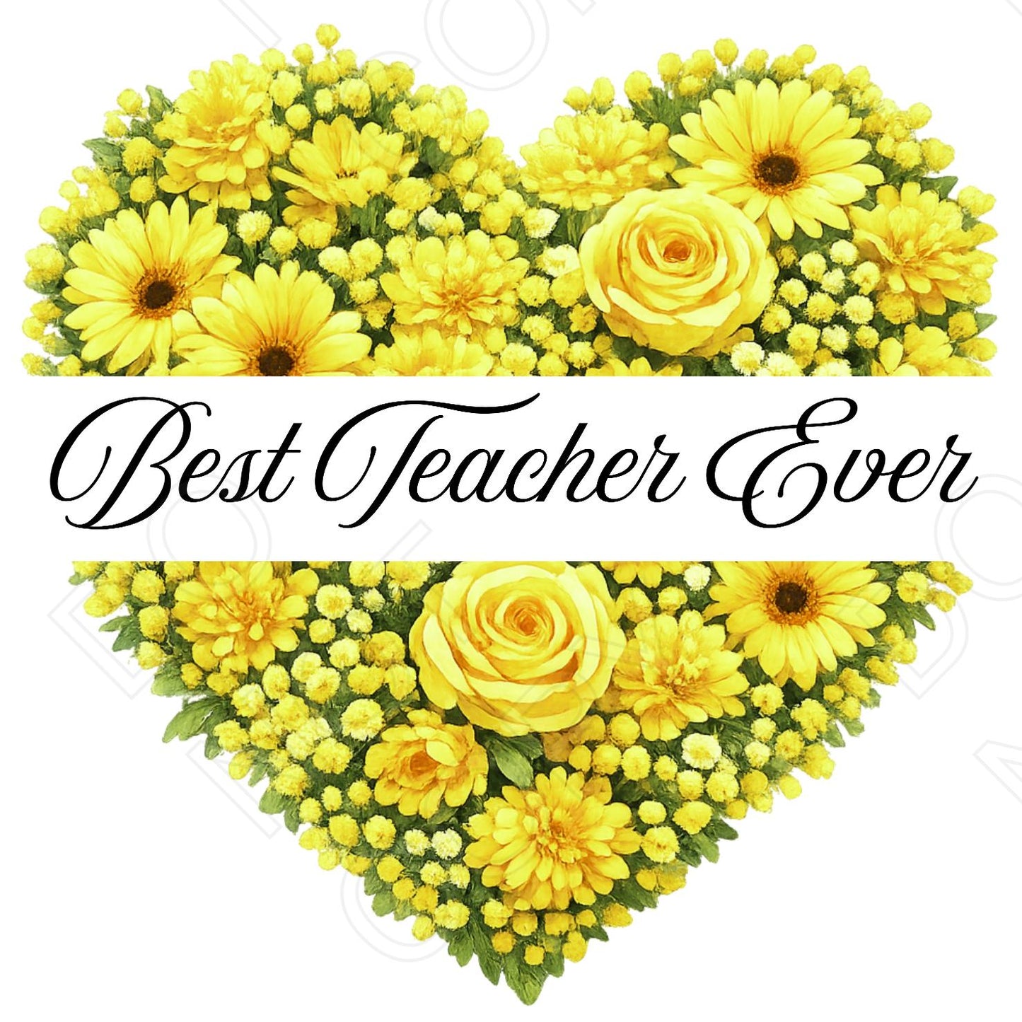 UVDTF Transfer - Best Teacher Ever (Yellow Flowers)