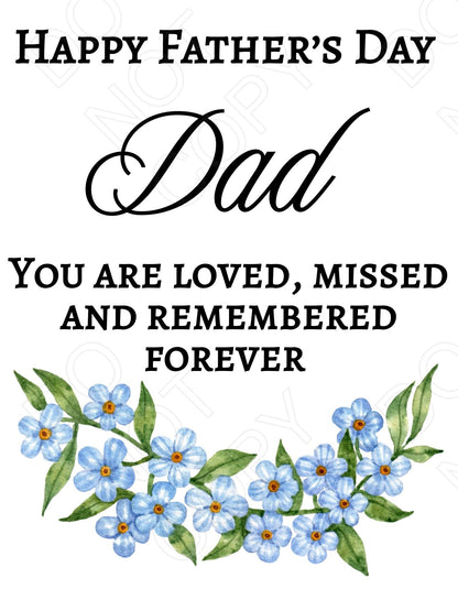 UVDTF Transfer -Fathers Day for IKEA BORRBY Lantern (Forget-Me-Nots)