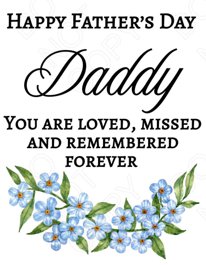 UVDTF Transfer -Fathers Day for IKEA BORRBY Lantern (Forget-Me-Nots)