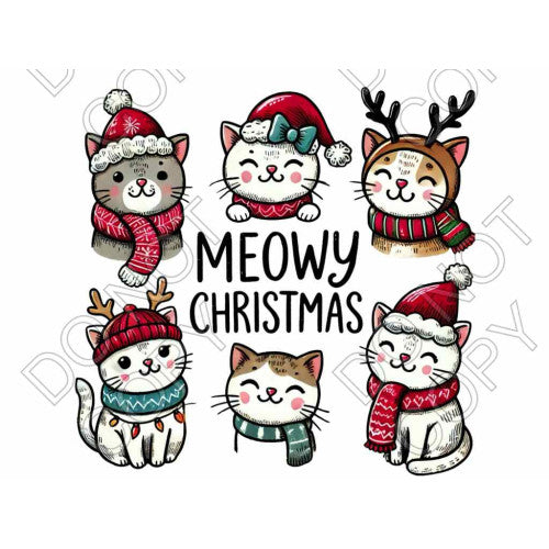 DTF Transfer - Meowy Christmas