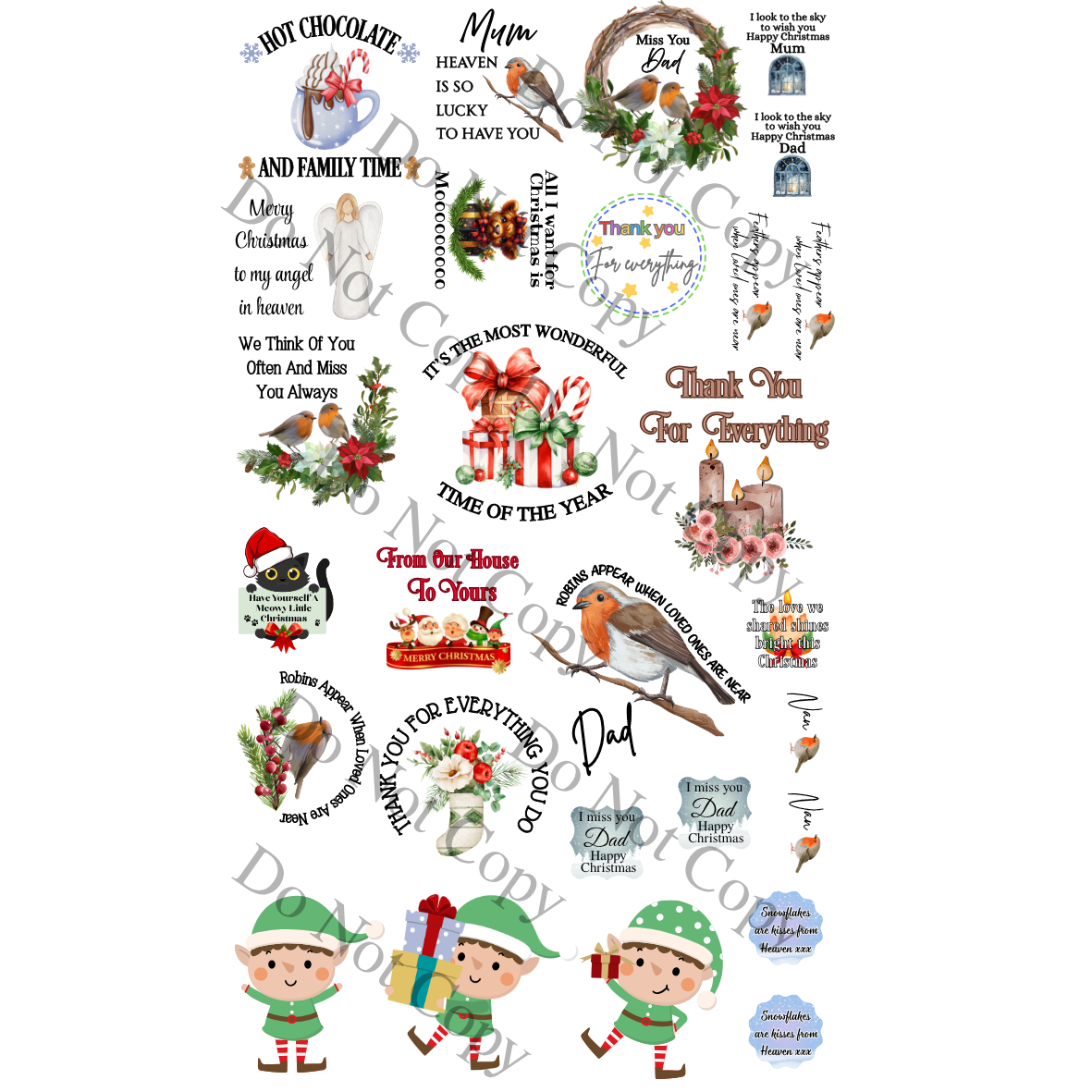 UV-DTF Transfer - BULK PACK - 30 x Mixed Christmas Designs