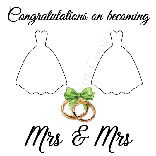 UVDTF Transfer - Congratulations on Becoming Mrs and Mrs Wedding