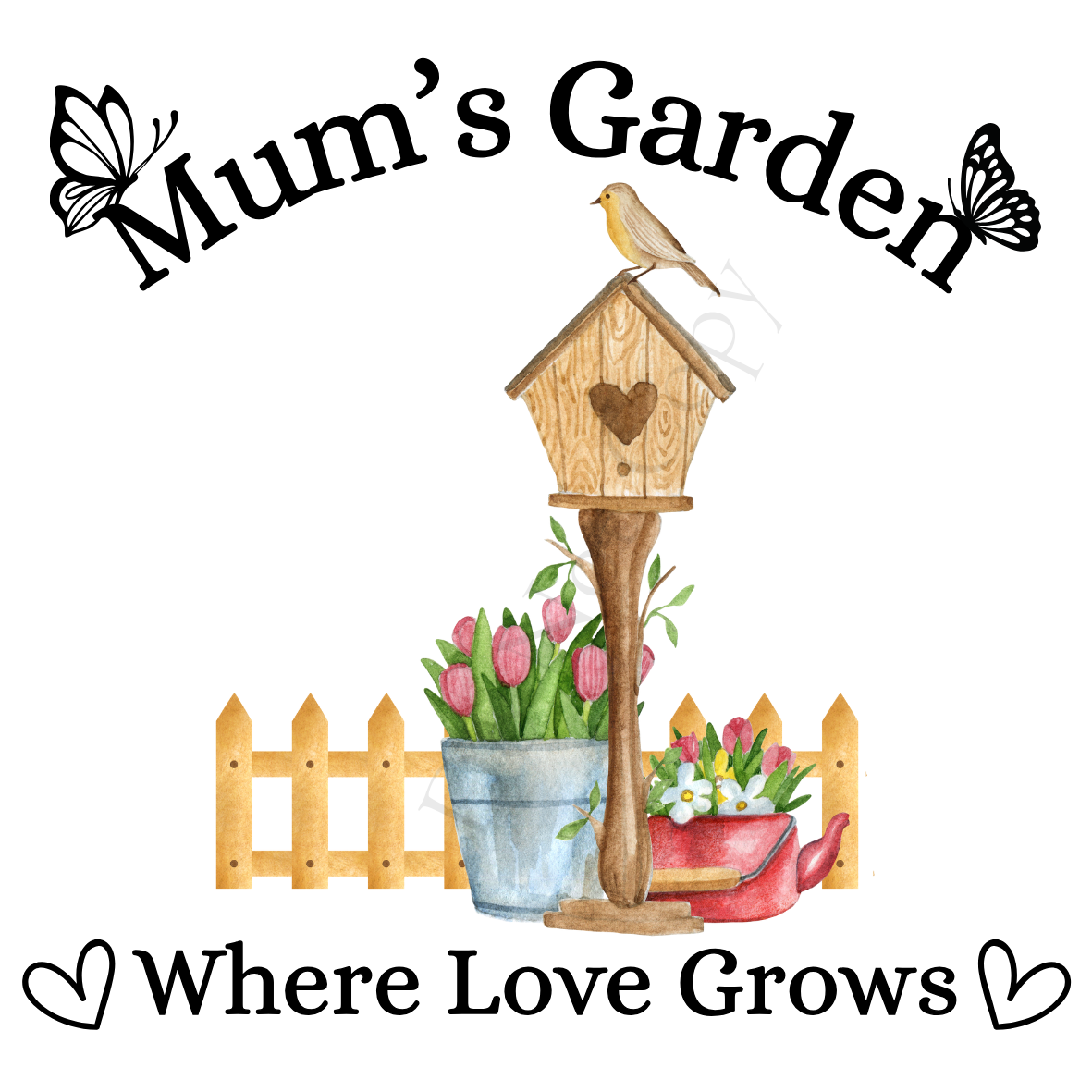 UVDTF Transfer - Beautiful Family Garden Design (Bird Table)