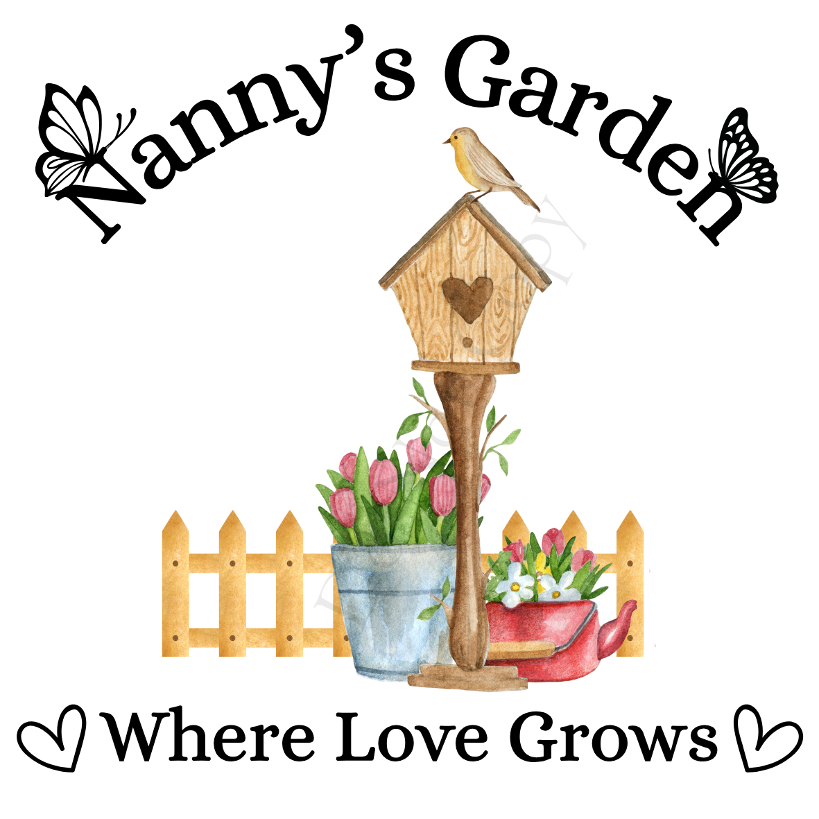 UVDTF Transfer - Beautiful Family Garden Design (Bird Table)