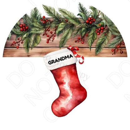 UV-DTF Transfer - Xmas Family Stocking Design (One Stocking) (comes with name(s) of your choice)