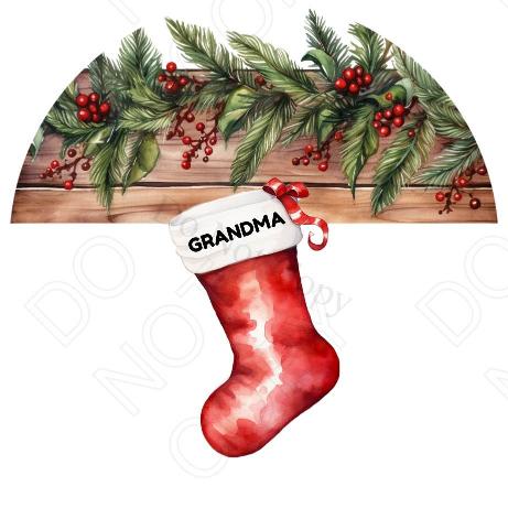 UV-DTF Transfer - Xmas Family Stocking Design (One Stocking) (comes with name(s) of your choice)