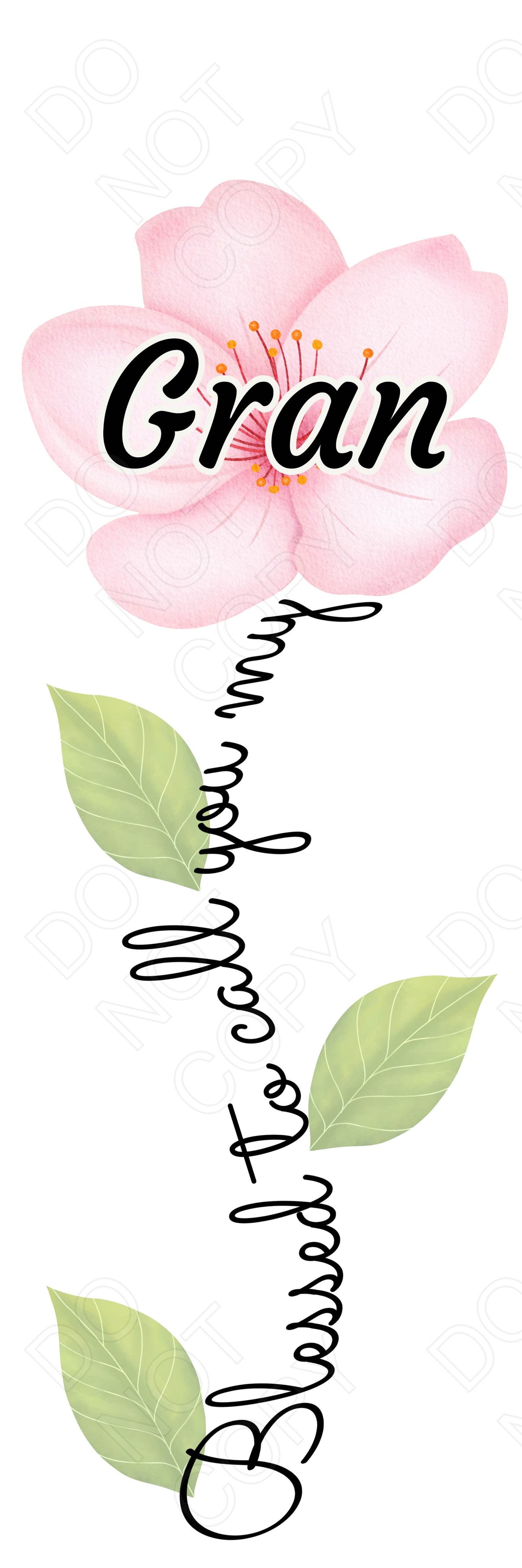 UVDTF Transfer - Pink Blessed Flower Designs (Large Range of Names Available)