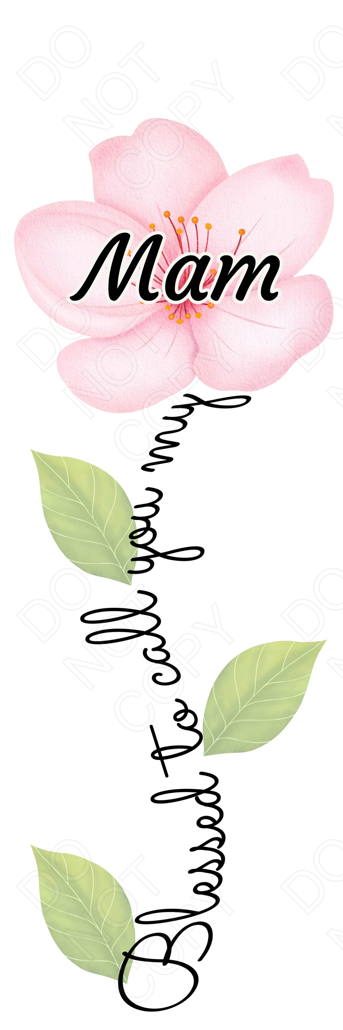 UVDTF Transfer - Pink Blessed Flower Designs (Large Range of Names Available)