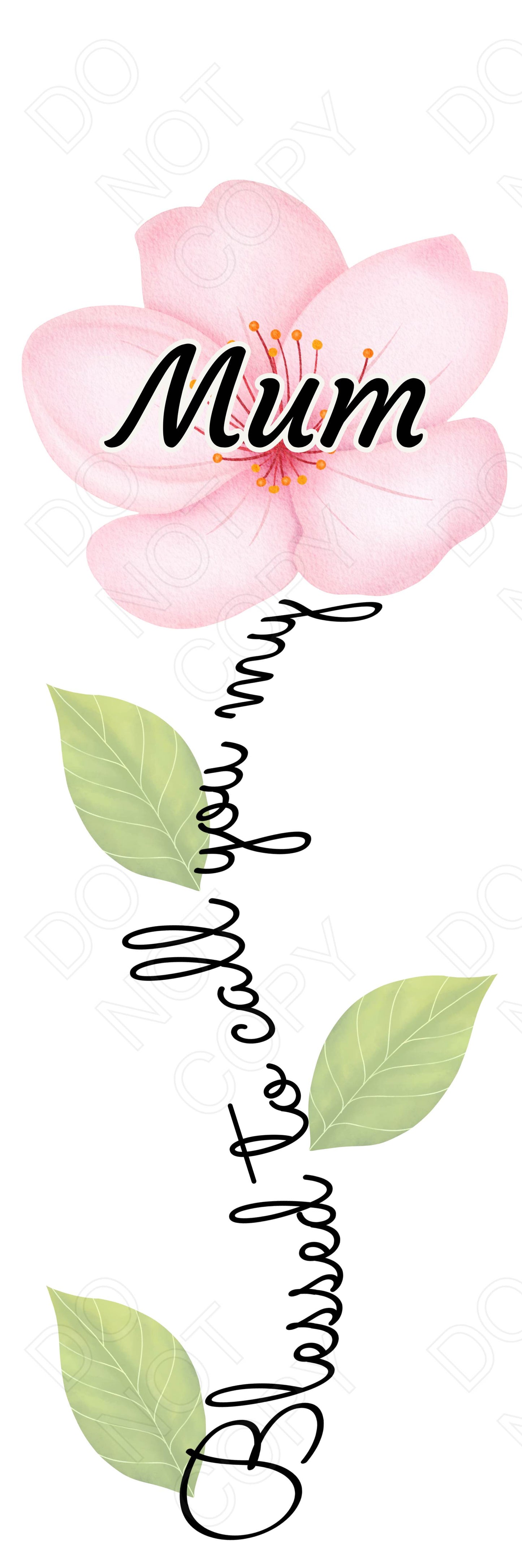 UVDTF Transfer - Pink Blessed Flower Designs (Large Range of Names Available)