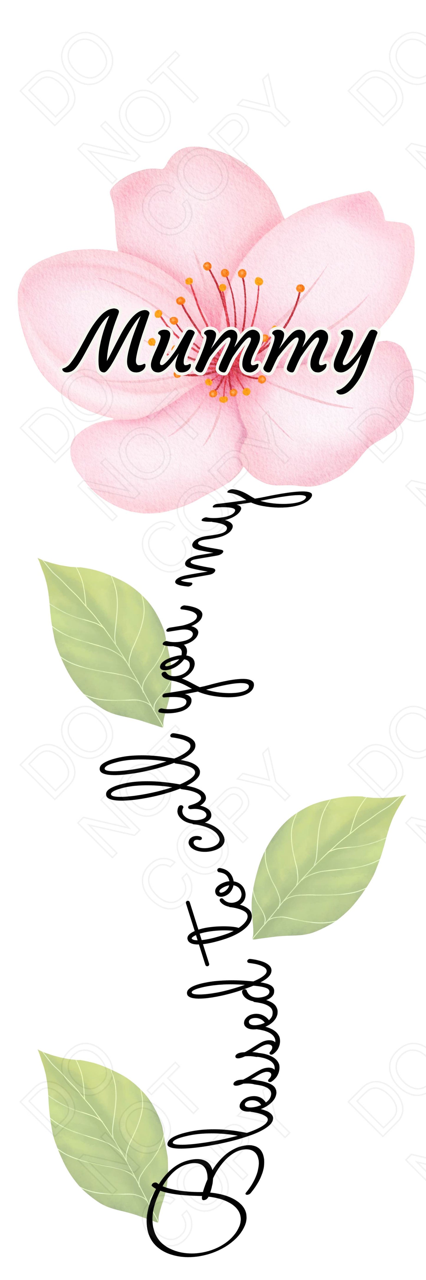 UVDTF Transfer - Pink Blessed Flower Designs (Large Range of Names Available)