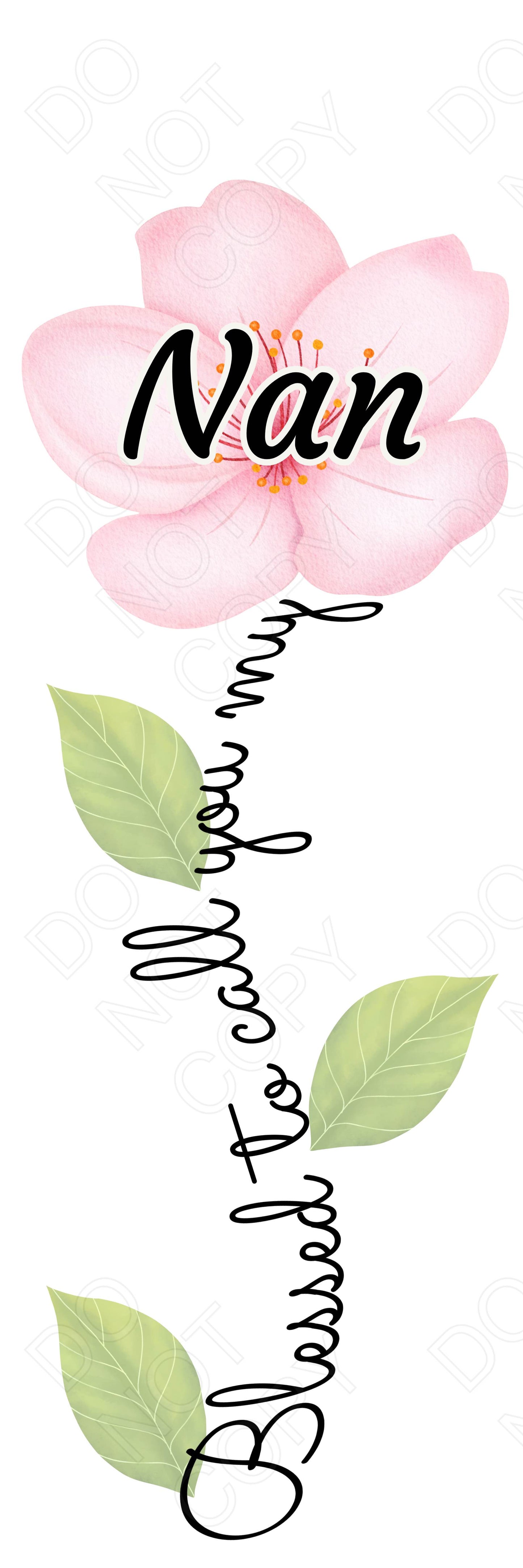 UVDTF Transfer - Pink Blessed Flower Designs (Large Range of Names Available)