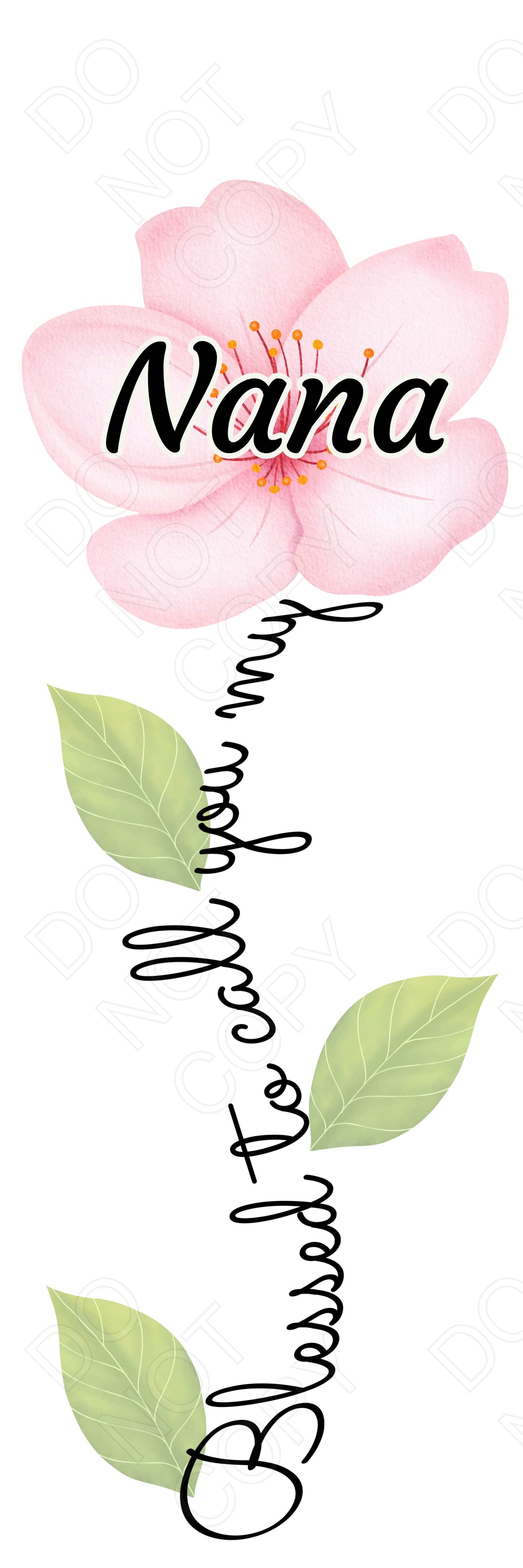 UVDTF Transfer - Pink Blessed Flower Designs (Large Range of Names Available)