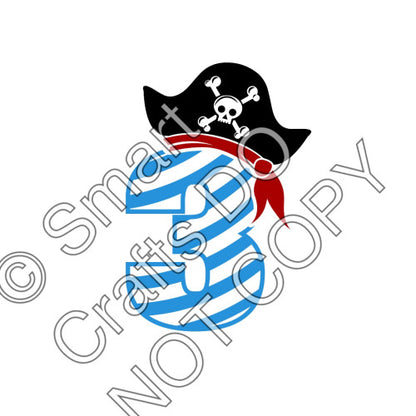 UV-DTF Transfer for Cake Topper - Birthday Number Pirate