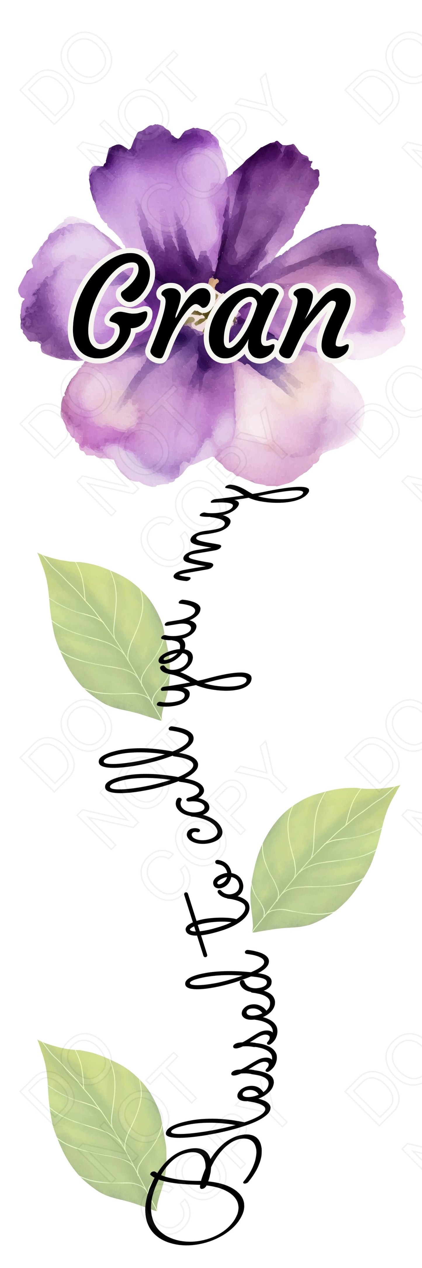 UVDTF Transfer - Purple Blessed Flower Designs (Large Range of Names Available)
