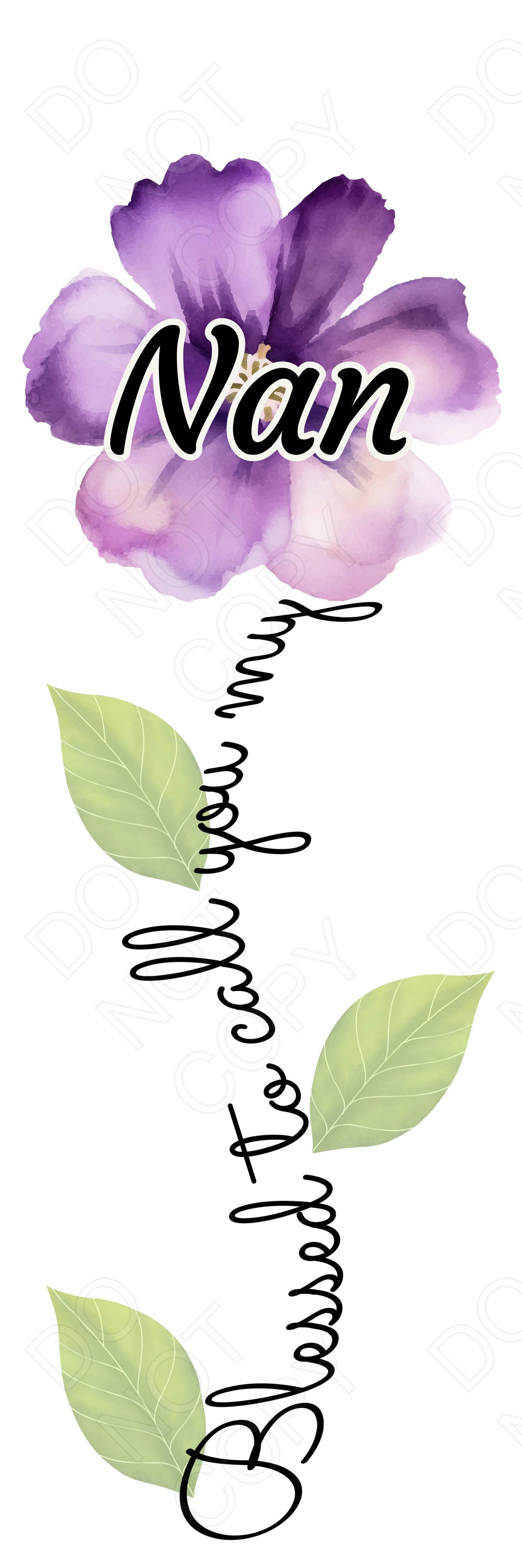 UVDTF Transfer - Purple Blessed Flower Designs (Large Range of Names Available)
