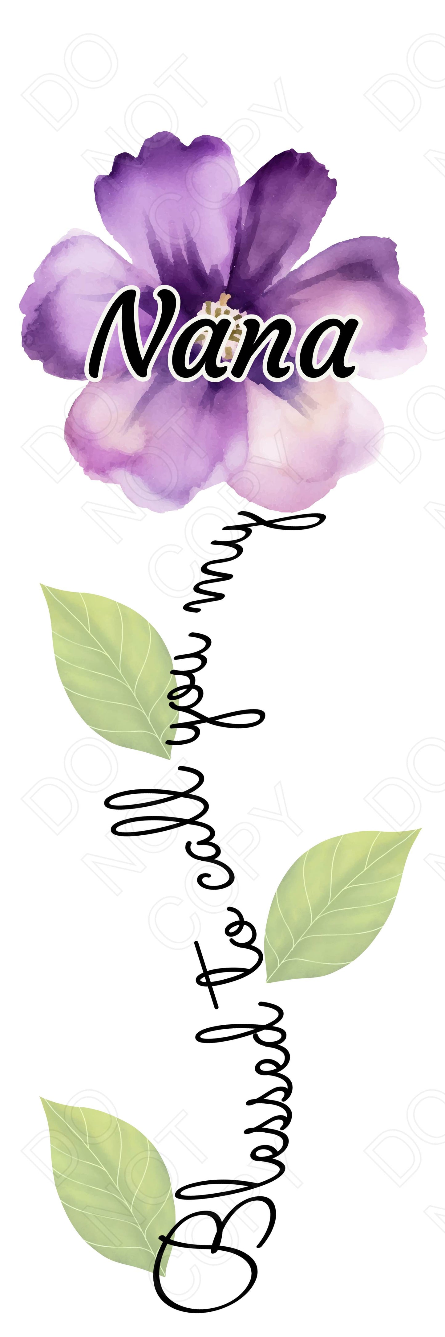 UVDTF Transfer - Purple Blessed Flower Designs (Large Range of Names Available)