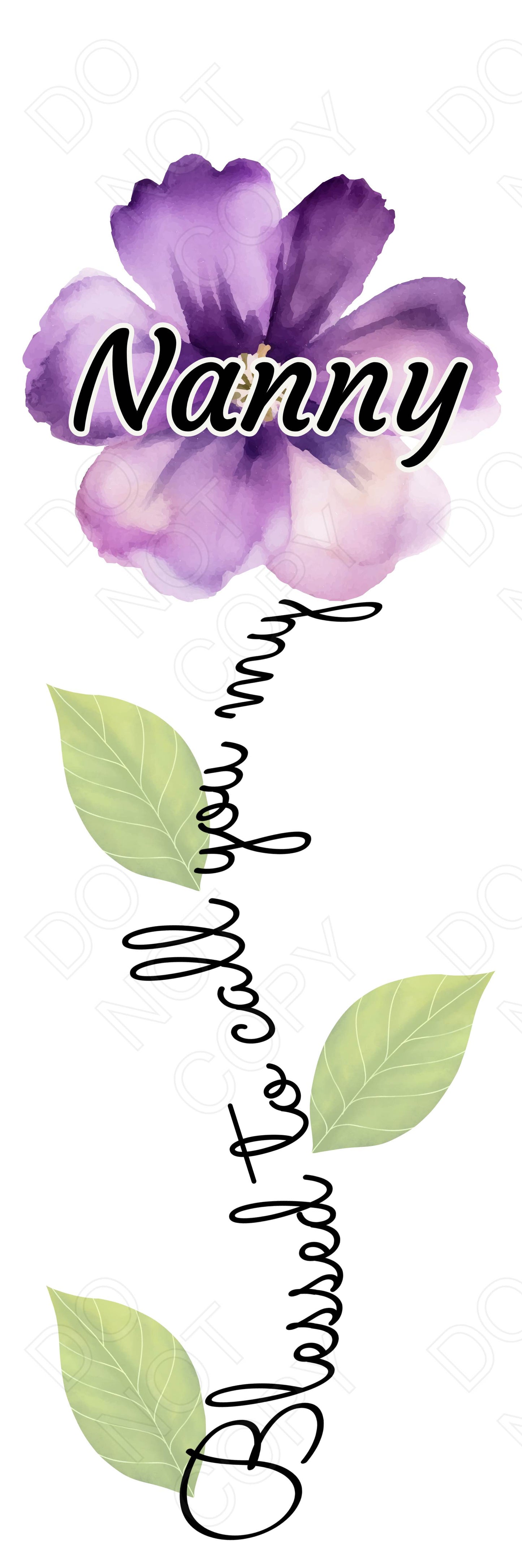 UVDTF Transfer - Purple Blessed Flower Designs (Large Range of Names Available)