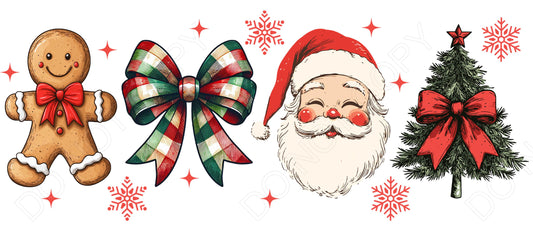 UV-DTF Cup Wrap - Santa, Bow, Tree and Cookie