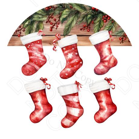 UV-DTF Transfer - Xmas Family Stocking Design (Six Stockings)(comes with name(s) of your choice)