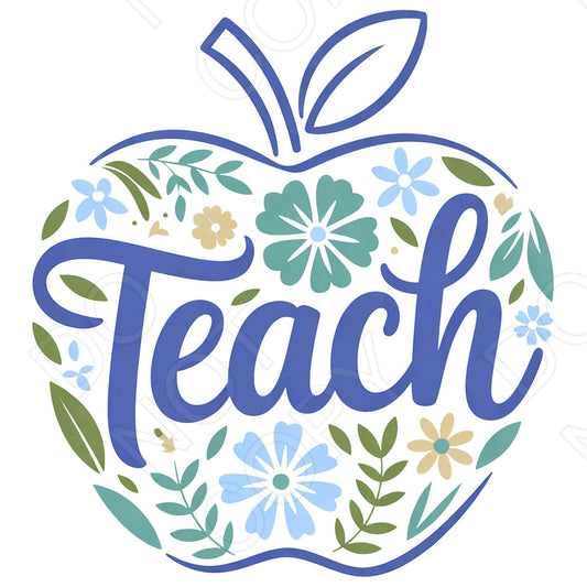 DTF Transfer - Teach Apple (Blue)