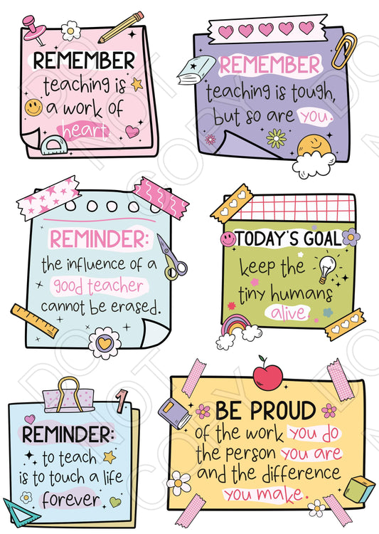 Style 80 - Teacher Affirmations Sheet of Mix and Match UV-DTF Designs