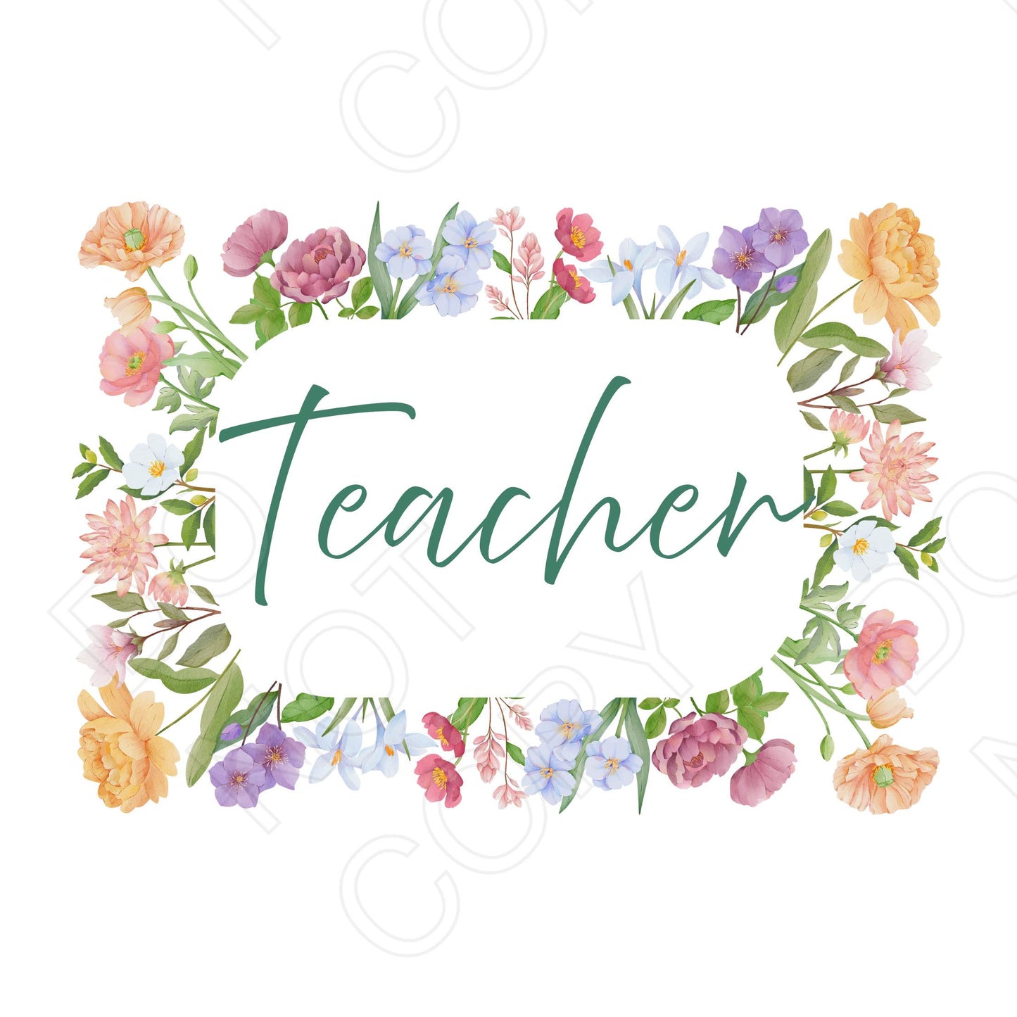 UV-DTF Transfer - Teacher Floral Wording