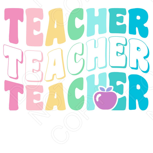 DTF Transfer - Teacher (Colourful Lines)