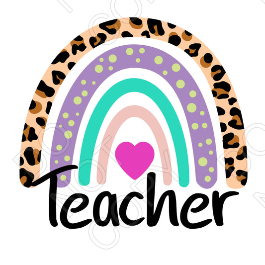UV-DTF Transfer - Teacher (Leopard Print Rainbow)