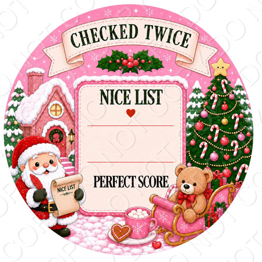 UV-DTF Transfer -  Nice List Pink (Bespoke)
