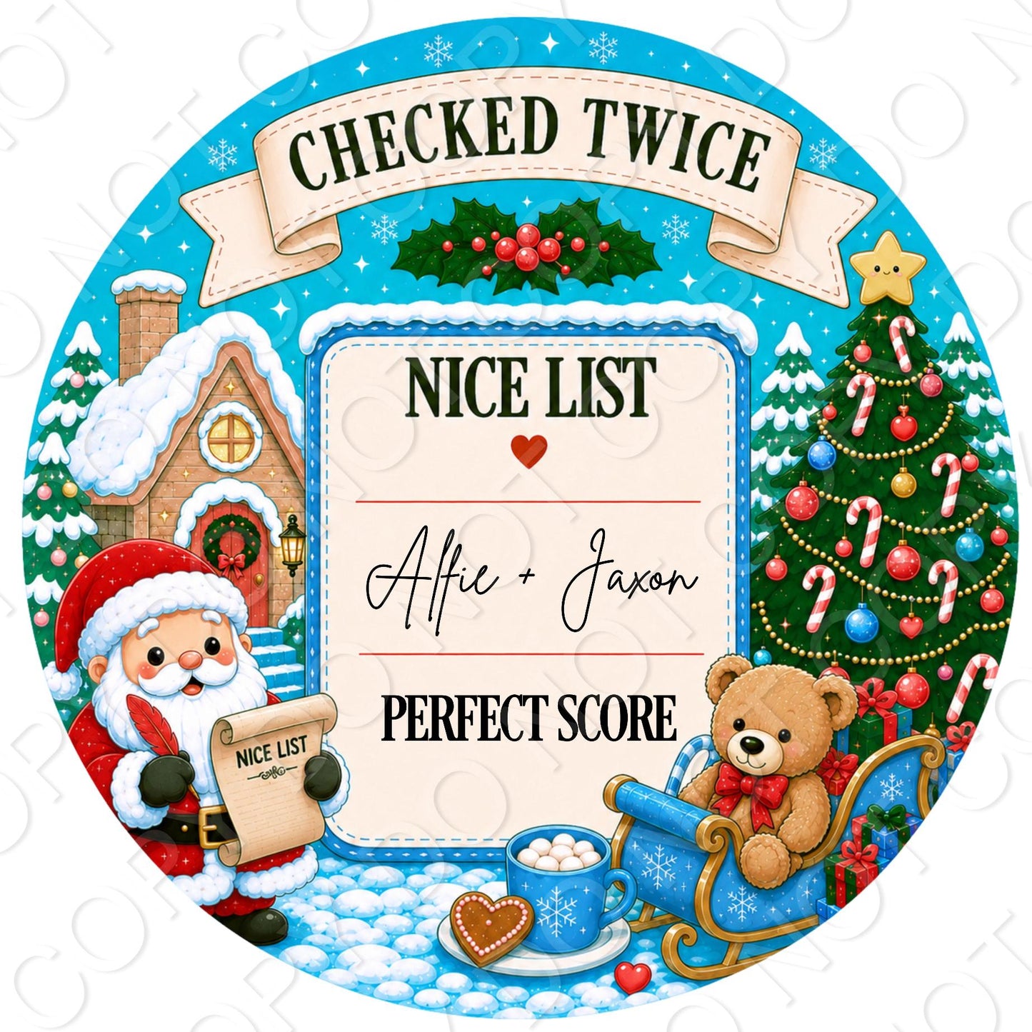 UV-DTF Transfer -  Nice List Blue (Bespoke)