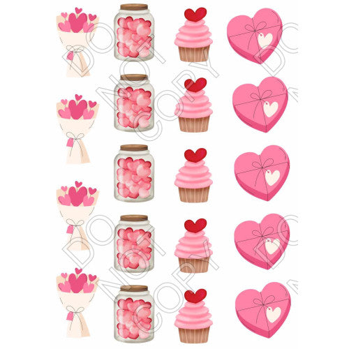 Valentines Sheet of Mix and Match UV-DTF Designs - Style 1