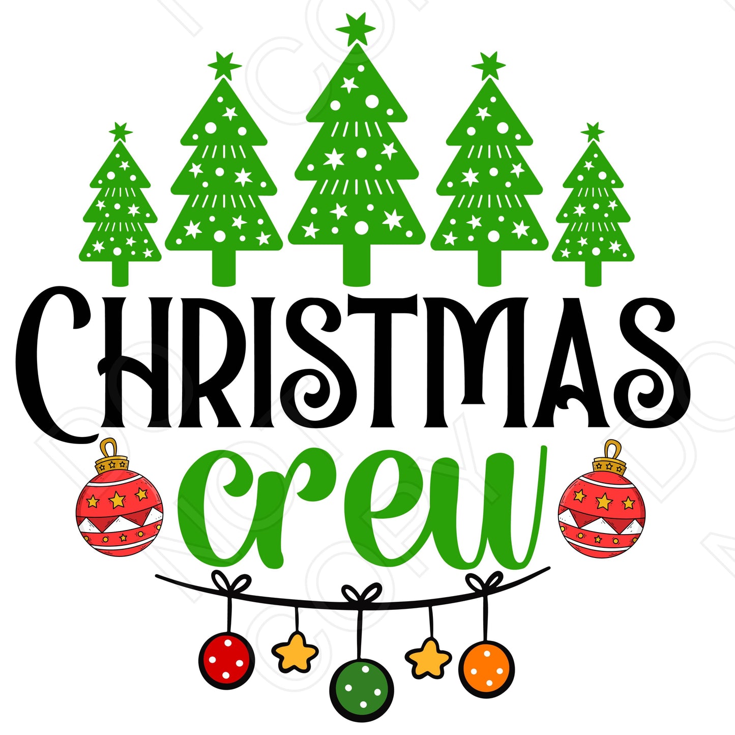 DTF Transfer - Christmas Crew (Green Trees) Family Matching Pyjamas